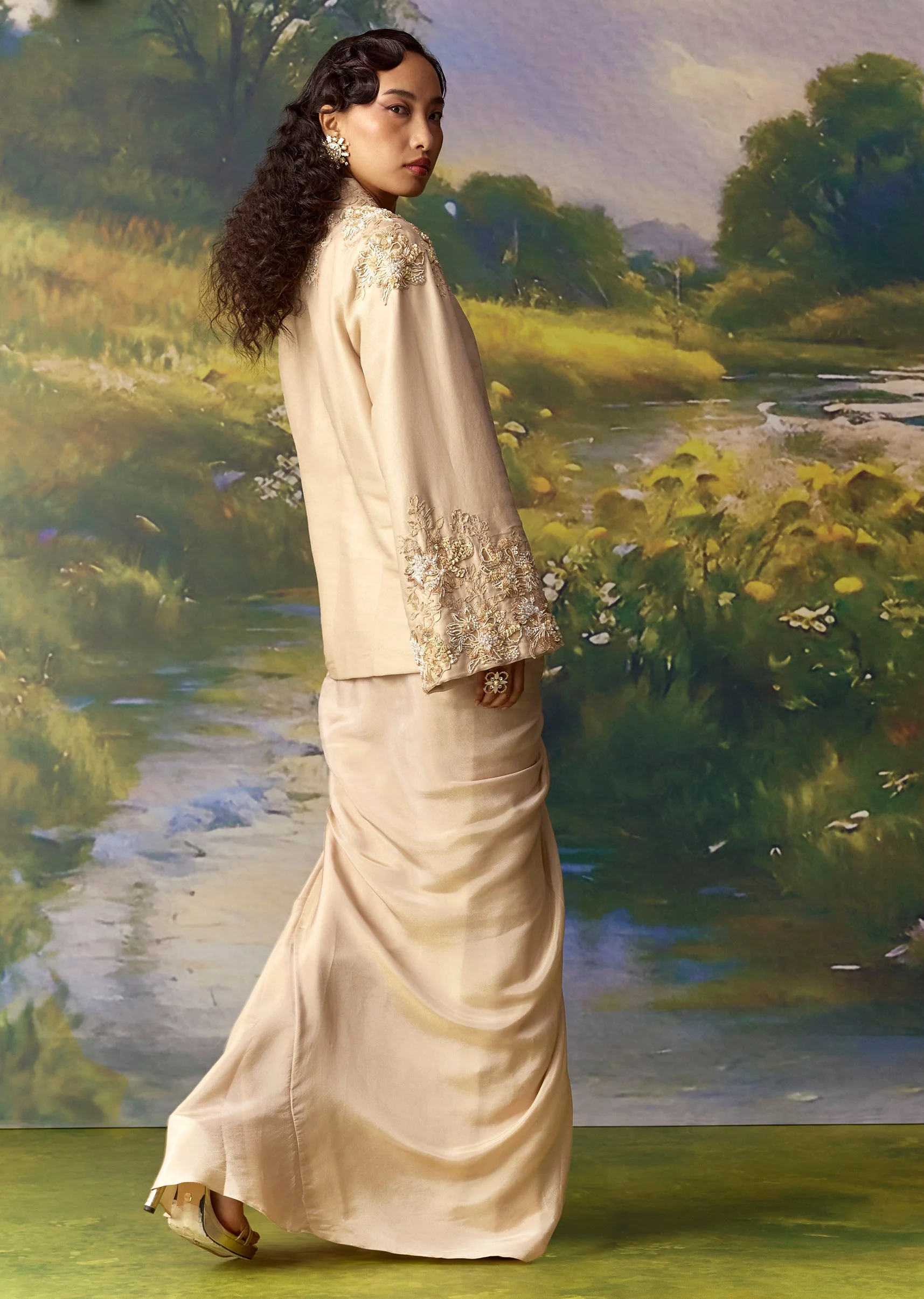 1869-gold-banarasi-silk-jacket-and-draped-skirt-set-2.webp Gold Banarasi Silk Jacket and Draped Skirt Set