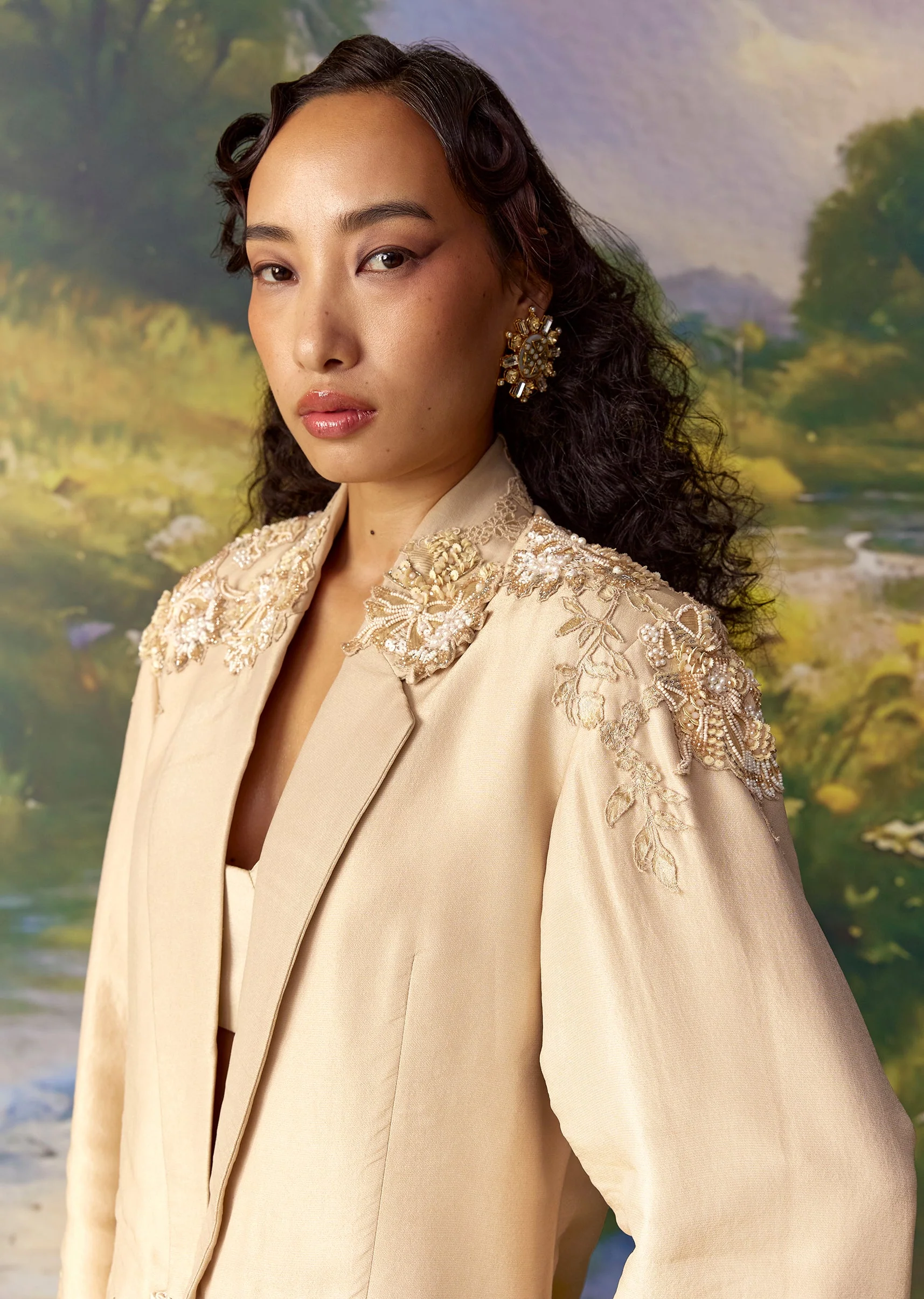 1869-gold-banarasi-silk-jacket-and-draped-skirt-set-3.webp Gold Banarasi Silk Jacket and Draped Skirt Set