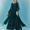 Teal Anarkali Set With Zardosi Work