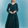Teal Anarkali Set With Zardosi Work