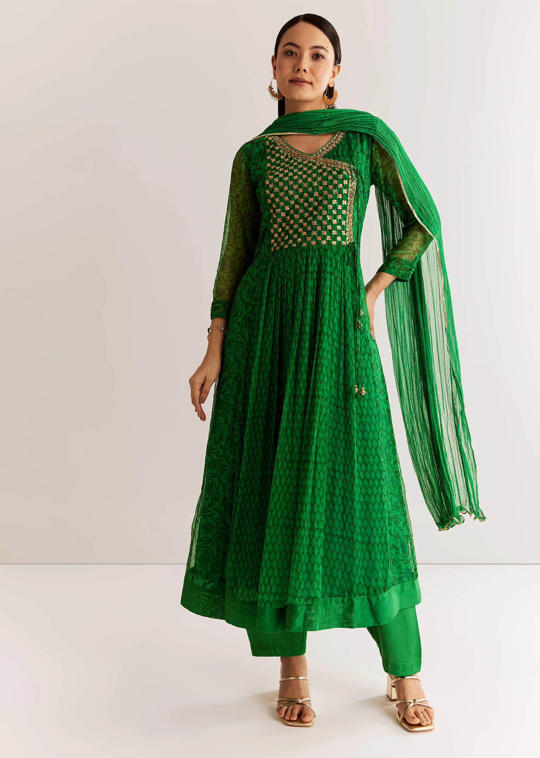 18704-dark-green-chiffon-angrakha-anarkali-with-floral-and-sequin-yoke-1.webp Dark Green Chiffon Angrakha Anarkali With Floral And Sequin Yoke