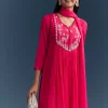 Pink Chinon Anarkali Suit With Sequins And Resham Embroidery