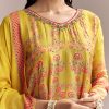 Yellow Silk Anarkali Suit With Multicolour Print