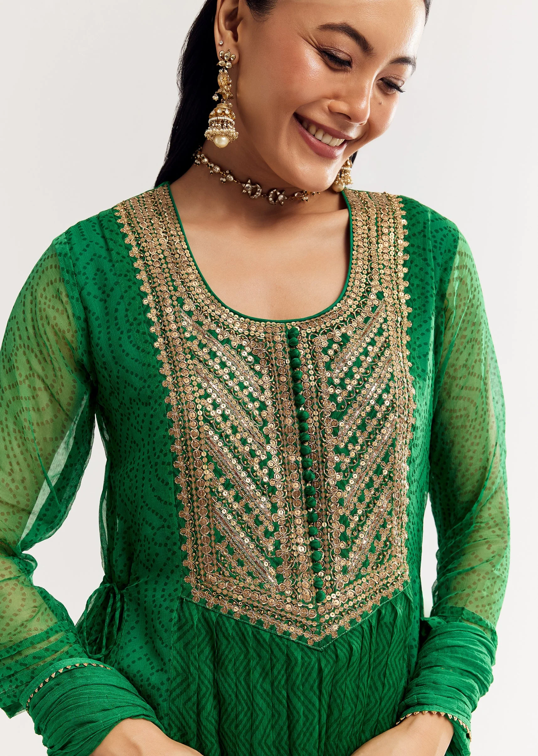 18732-dark-green-printed-chiffon-sequin-kurta-set-with-dupatta-1.webp Dark Green Printed Chiffon Sequin Kurta Set With Dupatta