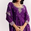 Purple Jacquard Silk Anarkali Dupatta Suit With Traditional Weave