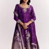 Purple Jacquard Silk Anarkali Dupatta Suit With Traditional Weave