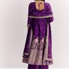 Purple Jacquard Silk Anarkali Dupatta Suit With Traditional Weave