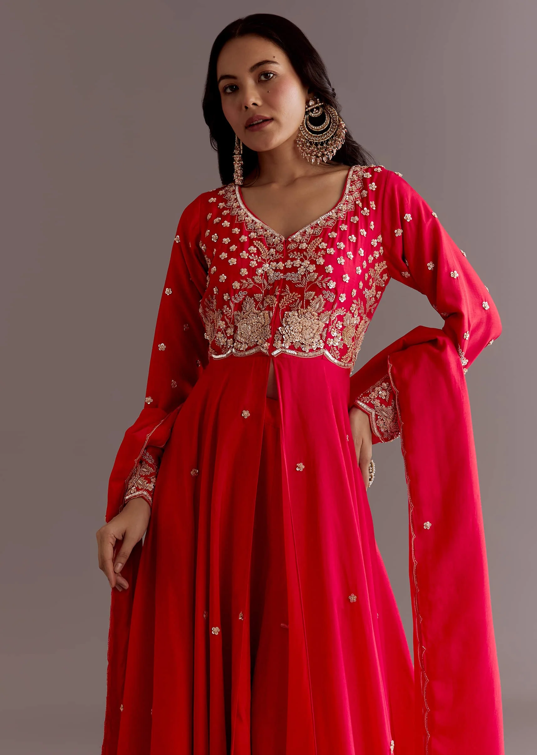 18756-red-russian-silk-front-slit-cutdana-beaded-kurta-set-with-dupatta-1.webp Red Russian Silk Front Slit Cutdana Beaded Kurta Set With Dupatta