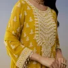 Yellow Georgette Anarkali Suit with Beads Detail Work