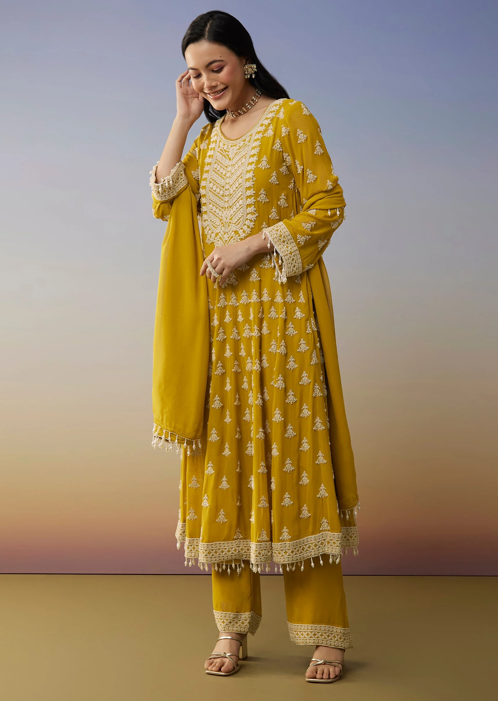 18769-xs-xs-variation-1.webp Yellow Georgette Anarkali Suit with Beads Detail Work