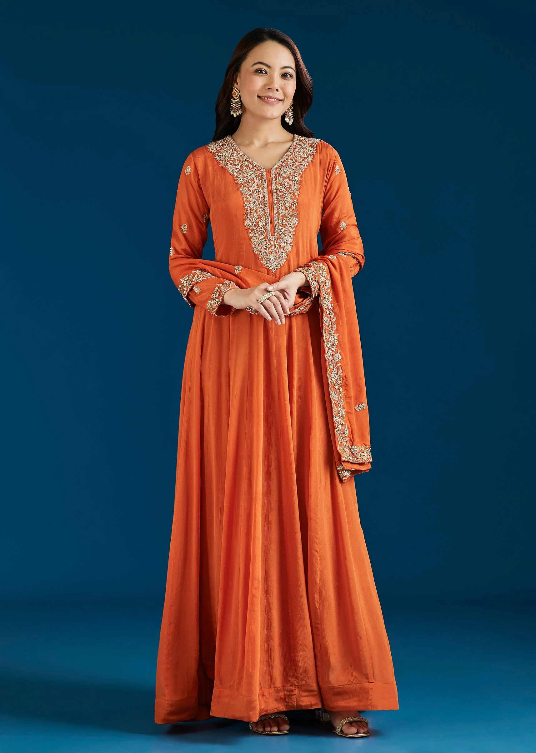 18788-orange-embroidered-chinon-anarkali-suit-with-dupatta-1.webp Orange Embroidered Chinon Anarkali Suit With Dupatta