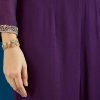 Purple Embroidered Chinon Anarkali Set With Pant And Dupatta