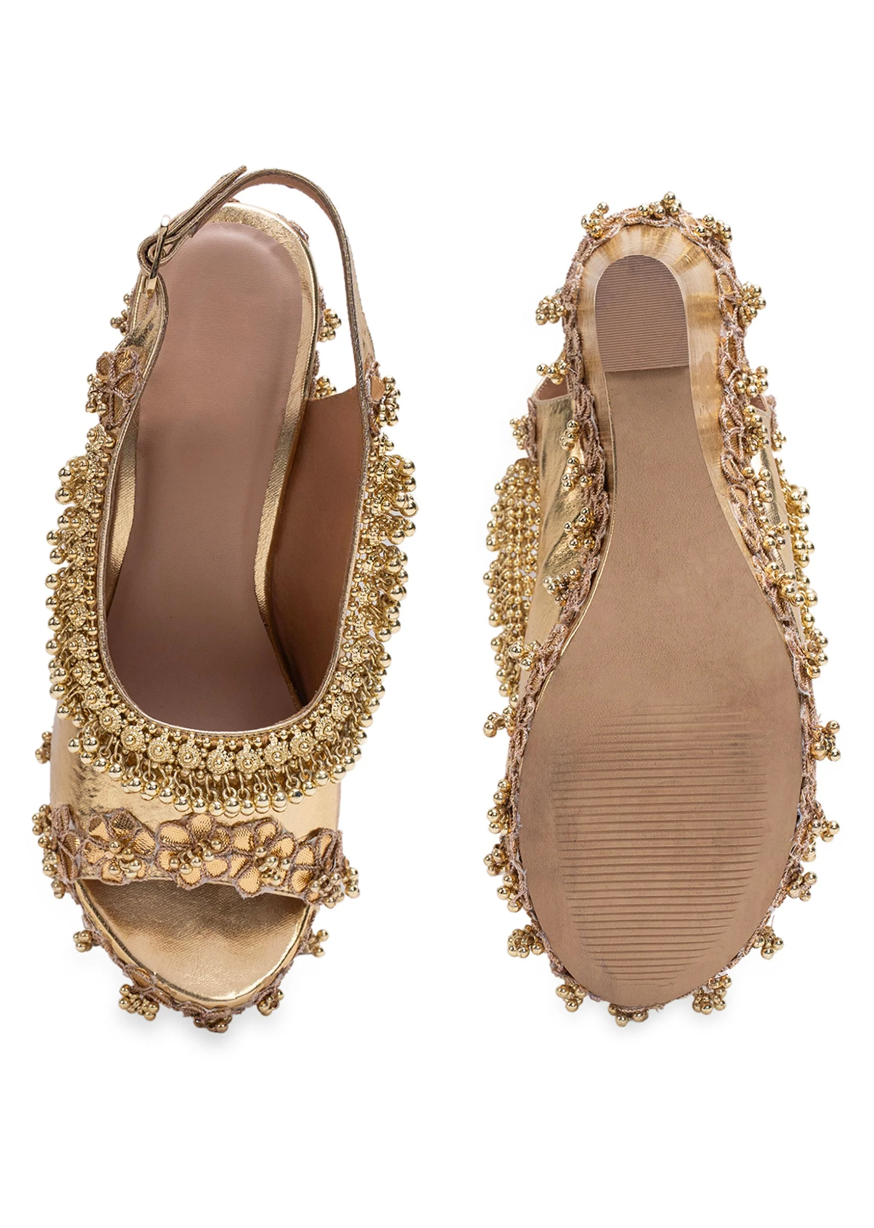 Gold Embellished Wedges