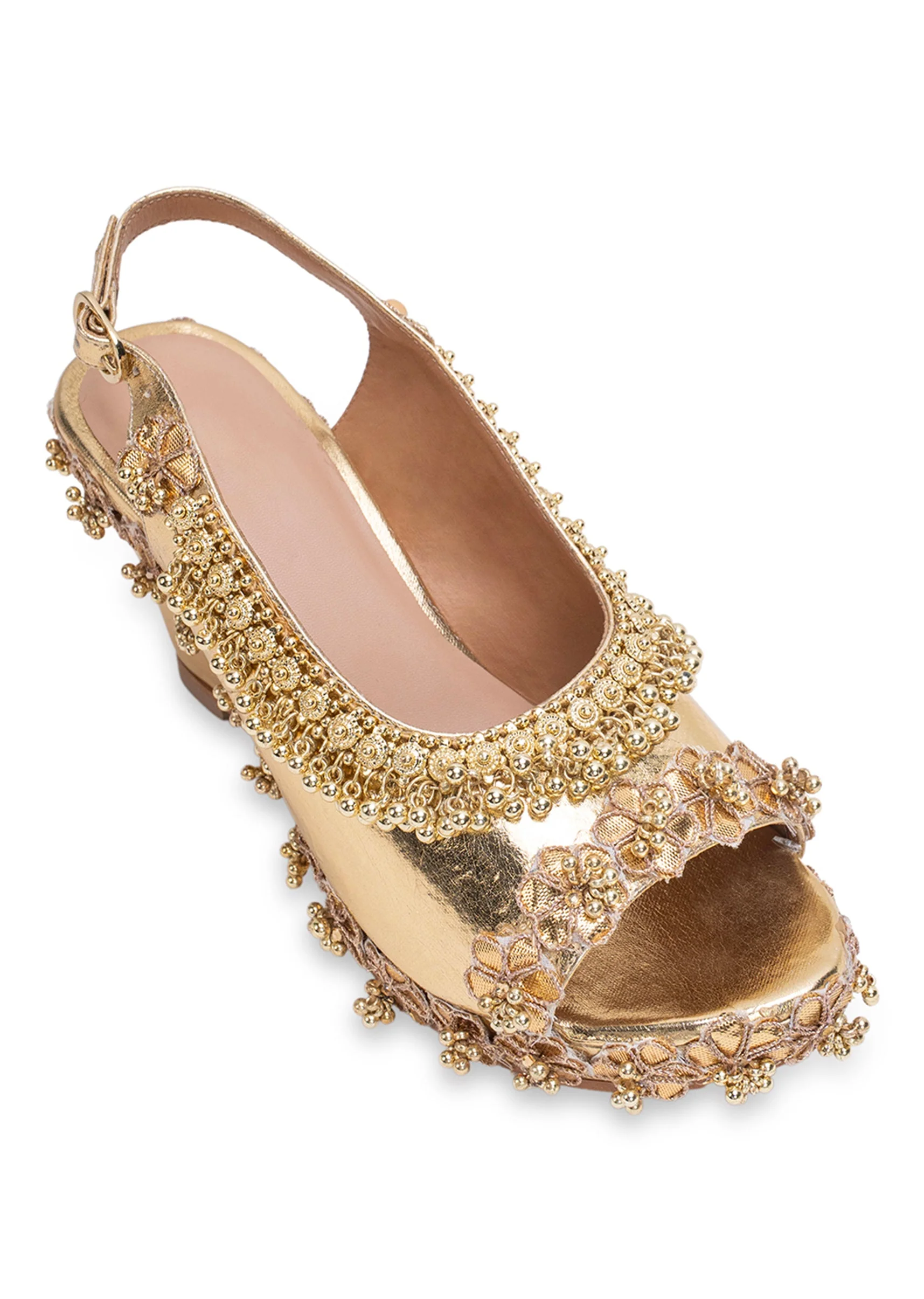 Gold Embellished Wedges