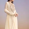 White Georgette Anarkali Suit With Resham and Sequins Work