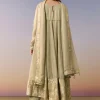 Green Zardosi Tissue Anarkali Suit Set With Pant And Dupatta