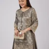 Green Brocade Kurta Set With Bead Work