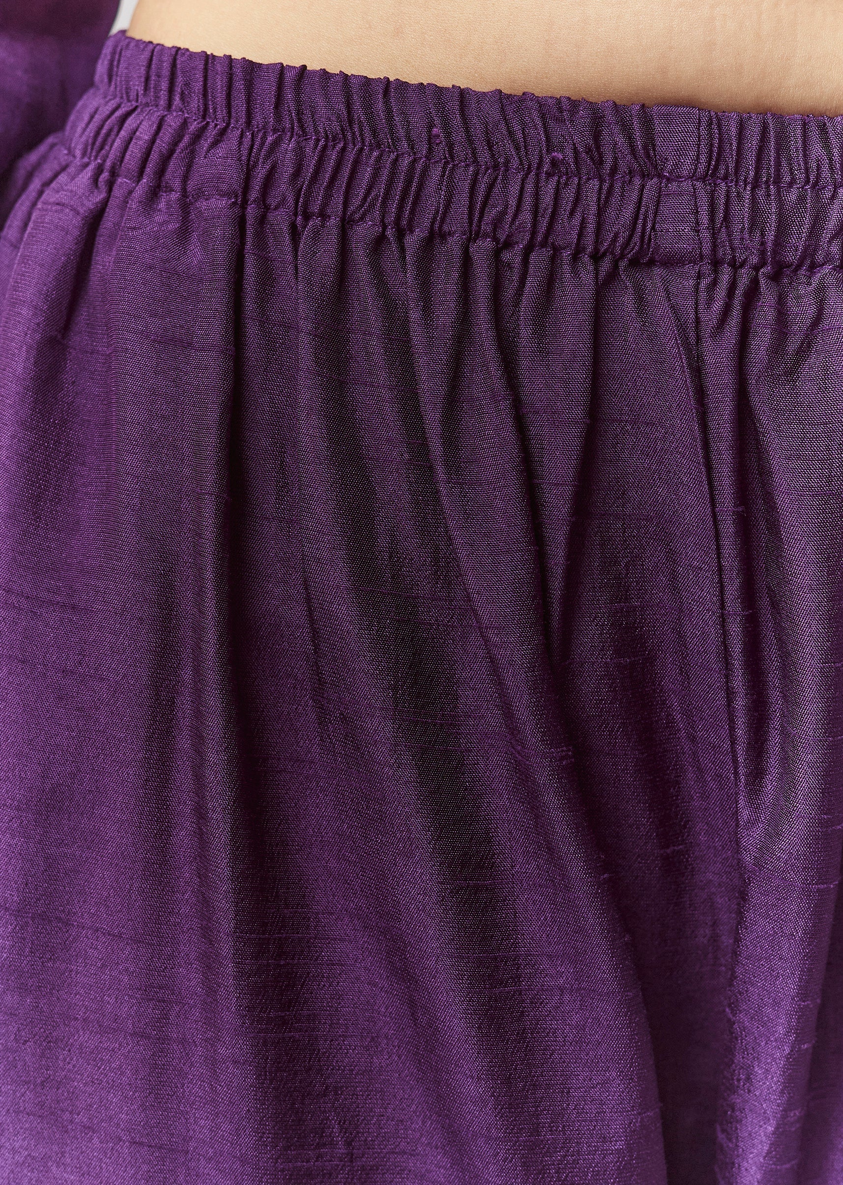 Purple Zardosi V-Neck Anarkali Pant Set With Dupatta