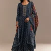 Blue Roman Silk Printed Anarkali Set