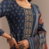Blue Roman Silk Printed Anarkali Set