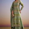 Green Tissue Anarkali Suit With Gotta Work And Dupatta