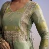 Green Tissue Anarkali Suit With Gotta Work And Dupatta