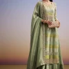 Green Tissue Anarkali Suit With Gotta Work And Dupatta