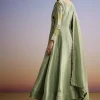 Green Tissue Anarkali Suit With Gotta Work And Dupatta