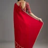 Red Dola Silk Saree With Ready Stitched Blouse