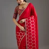 Red Dola Silk Saree With Ready Stitched Blouse