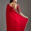 Red Dola Silk Saree With Ready Stitched Blouse