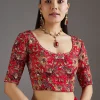 Red Dola Silk Saree With Ready Stitched Blouse
