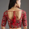 Red Dola Silk Saree With Ready Stitched Blouse