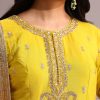 Yellow Embroidered Anarkali With Floral Printed Organza Dupatta