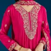 Pink Embroidered Chinon Anarkali Suit With Dupatta