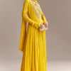 Yellow Georgette Anarkali Suit With Zari And Resham Work