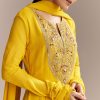 Yellow Georgette Anarkali Suit With Zari And Resham Work