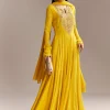 Yellow Georgette Anarkali Suit With Zari And Resham Work