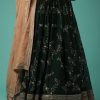Bottle Green Silk Anarkali Suit With Zari And Sequins Work Along With Embroidered Floral Jaal