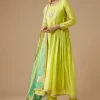 Green Chanderi Zardozi Embellished Anarkali Set