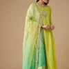 Green Chanderi Zardozi Embellished Anarkali Set