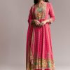 Pink Printed Crepe Anarkali Set