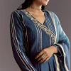 Blue Angrakha Style Anarkali Suit With Butti Work Ombre Dupatta