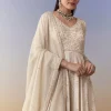 Ivory Anarkali Set with Cutdana Work