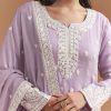 Lilac Cotton Anarkali Suit With Delicate Thread Work