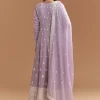 Lilac Cotton Anarkali Suit With Delicate Thread Work
