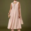 Pink Moti Zardozi Tissue Anarkali Pant Set With Dupatta
