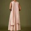 Pink Moti Zardozi Tissue Anarkali Pant Set With Dupatta