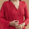 Red Organza Anarkali Suit With Intricate Resham Work