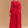 Red Organza Anarkali Suit With Intricate Resham Work